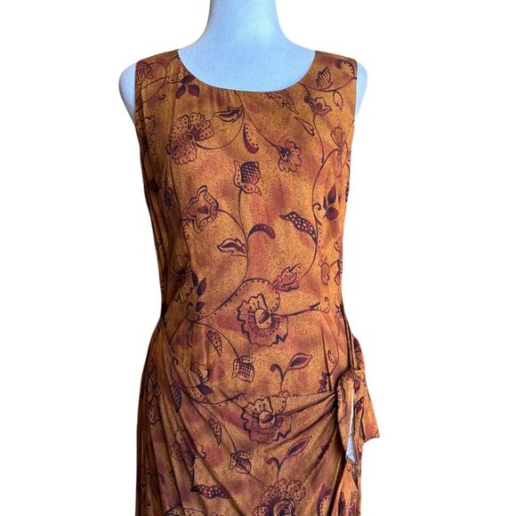 Scarlett Vintage Wrap Maxi Dress Artsy Boho Lagenlook Floral Sleeveless Size 10 - Picture 4 of 11